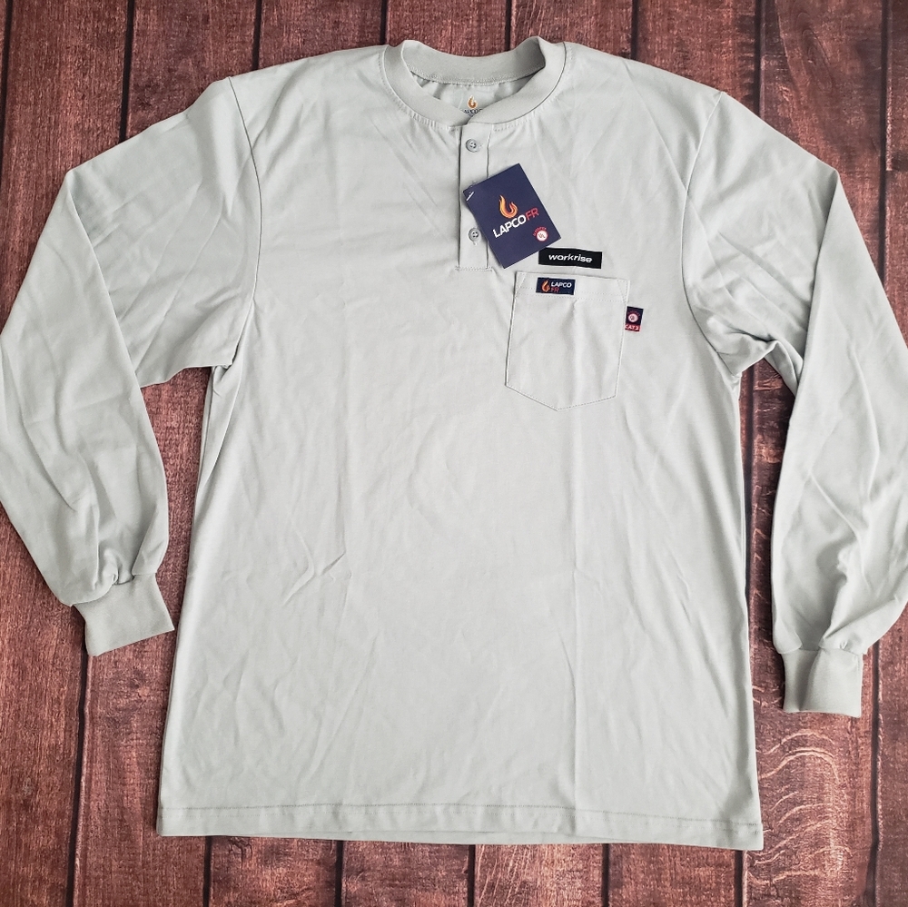 Lapco FR Henley Tee Flame Resistant Shirts Mens Large Long Sleeve